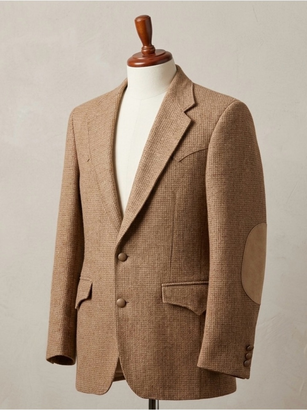 Farah Men’s Brown  Blazer with Suede Elbow Patches Size 38R Western Flawed